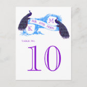 Blue Vintag Peacock Wedding Tischnummer 8806CE (Vorderseite)
