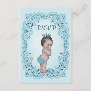 Blue Vintag Prince Baby Dusche UAwg RSVP Karte