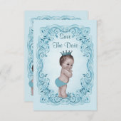 Blue Vintag Prince Save the Date Baby Dusche (Vorne/Hinten)