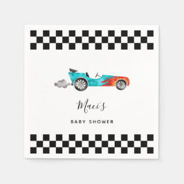 Blue Vintag Race Car Baby Dusche Napkins Serviette