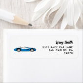 Blue Vintag Race Car Rücksendeadresse (Insitu)