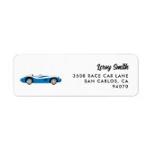 Blue Vintag Race Car Rücksendeadresse (Vorne)