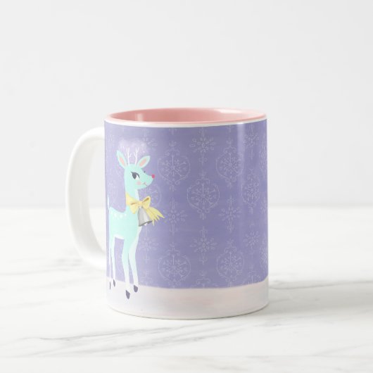 Blue Vintag Reindeer Lavender Tasse (Vorderseite Links)