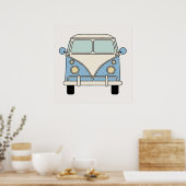 Blue Vintag Retro Camper Van Bus Poster (Küche)