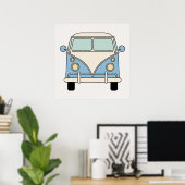 Blue Vintag Retro Camper Van Bus Poster (Heimbüro)