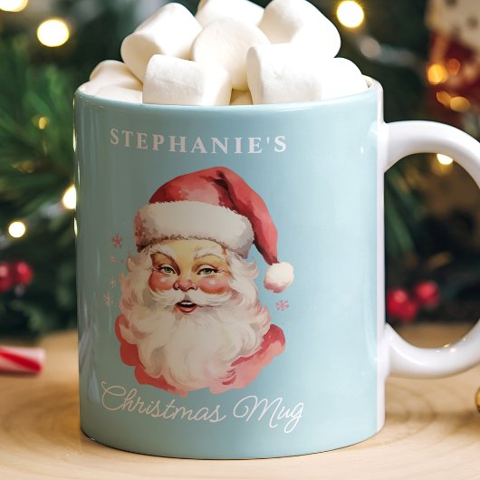 Blue Vintag Retro Santa Claus Weihnachten Kaffeetasse