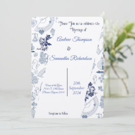 Blue Vintag Romance Hochzeitseinladungen
