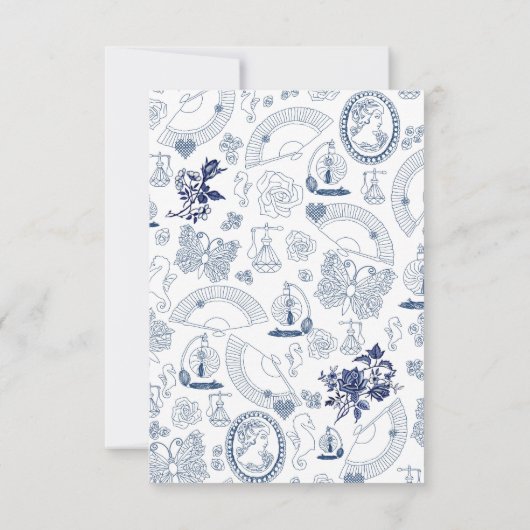 Blue Vintag Romance RSVP Card (Rückseite)