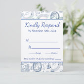 Blue Vintag Romance RSVP Card Karte (Stehend Vorderseite)