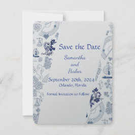 Blue Vintag Romance RSVP Card Save The Date