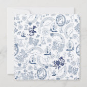 Blue Vintag Romance Verlobung Einladung (Rückseite)