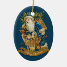 Blue Vintag Santa Claus Classic Christmas Custom