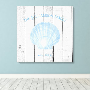 Blue Vintag Scallop Muschel Canvas Print Leinwanddruck