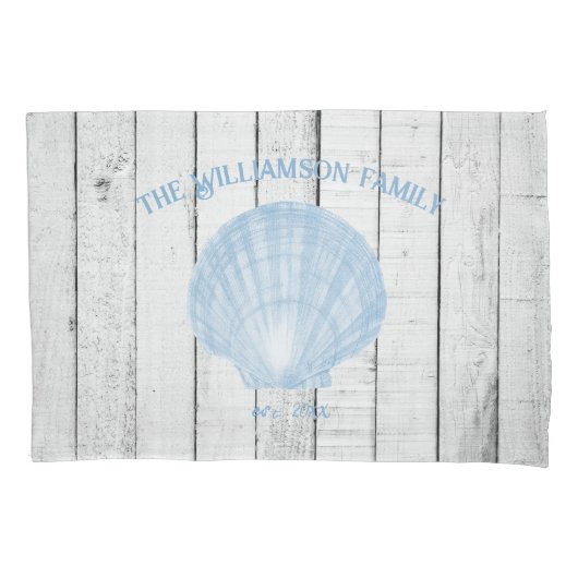 Blue Vintag Scallop Muschel Pillow Case Kissenbezug (Vorderseite)