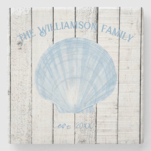 Blue Vintag Scallop Muschel Stone Untersetzer (Vorderseite)