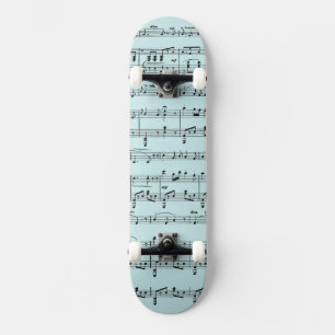 Blue Vintag Sheet Music Skateboard