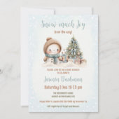 Blue Vintag Snowman Christmas Boy Baby Dusche Einladung (Vorderseite)