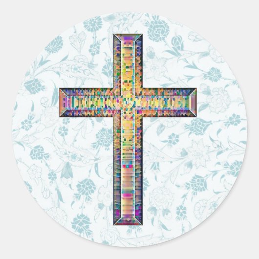Blue Vintag Style Faith Cross Runder Aufkleber (Vorderseite)