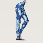 Blue Vintag Style Floral Art Leggings (Rechts)
