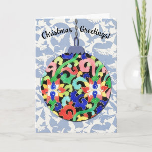 Blue Vintag Style Holiday Art Weihnachtskarte Karte