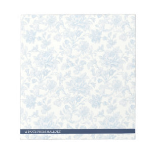 Blue Vintag Toile De Jouy Floral Notizblock