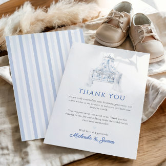 Blue Vintag Toile du Juoy Boy Baby Dusche Dankeskarte