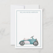 Blue Vintag Toy Car Personalisiert Mitteilungskarte (Vorderseite)