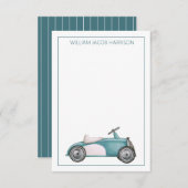 Blue Vintag Toy Car Personalisiert Mitteilungskarte (Vorne/Hinten)