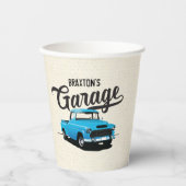 Blue Vintag Truck Birthday Custom Paper Cups Pappbecher (Vorderseite)