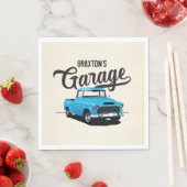Blue Vintag Truck Birthday Custom Paper Napkins Serviette (Beispiel)