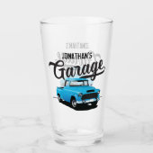 Blue Vintag Truck Name Custom Glass Tumbler (Vorderseite)