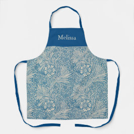 Blue Vintag William Morris Pattern Marigold Name Schürze