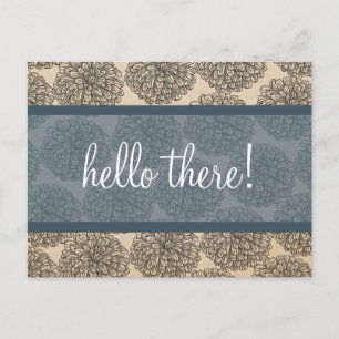 Blue Vintag Zinnia Postcard Postkarte