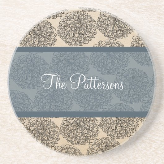 Blue Vintag Zinnia Untersetzer (Vorne)