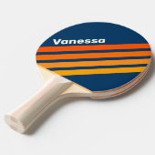 Blue Vintage Angled Striping with Name Tischtennis Schläger (Vorderseite)