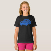 Blue Vintage Car Illustration T-Shirt (Vorne ganz)