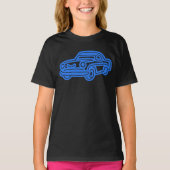 Blue Vintage Car Illustration T-Shirt (Vorderseite)