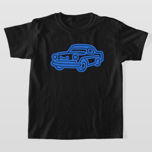 Blue Vintage Car Illustration T-Shirt (Ablage )