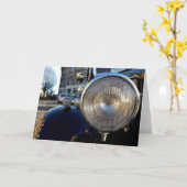 Blue Vintage Car Karte (Gelbe Blume)