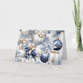 Blue Vintage Christmas Florals Feiertagskarte