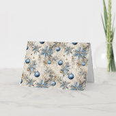 Blue Vintage Christmas Florals Feiertagskarte (Rückseite)