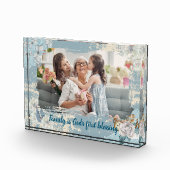 Blue Vintage Design with Quote Custom Photo Block (Rechts)