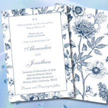 Blue Vintage Floral Bible Verse Christian Wedding