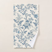 Blue Vintage Floral Pattern Badhandtuch Set (Handtuch)