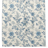 Blue Vintage Floral Pattern Duschvorhang (Vorderseite)