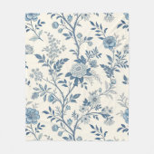 Blue Vintage Floral Pattern Fleecedecke (Vorderseite)
