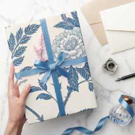Blue Vintage Floral Pattern Geschenkpapier