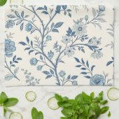 Blue Vintage Floral Pattern Geschirrtuch (Gefaltet)