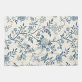Blue Vintage Floral Pattern Geschirrtuch (Horizontal)