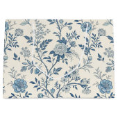 Blue Vintage Floral Pattern Große Geschenktüte (Vorderseite)